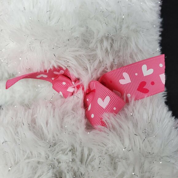 Unicorn 12" Plush Stuffed Animal Pink White Silver Hearts Mystical Bow Shimmer - Picture 8 of 9
